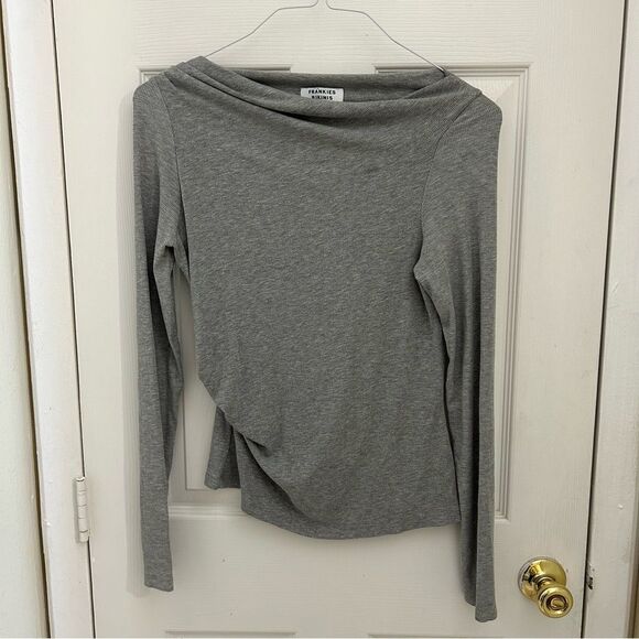 Frankie's Bikinis Tops - Frankie’s Bikinis Dahlia Long Sleeve Ribbed Coverup Gray Size Large Ruched Soft